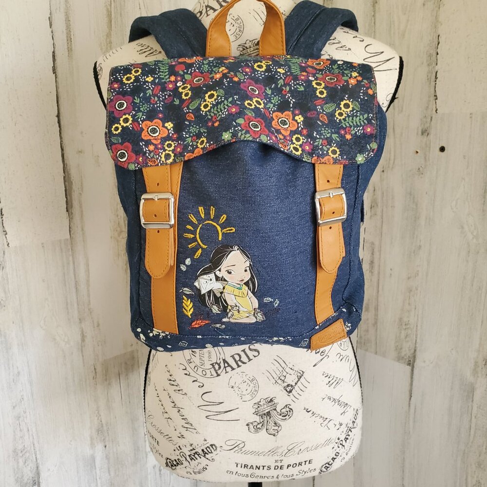 DISNEY ANIMATORS COLLECTION POCAHONTAS DENIM BACKPACK - Picture 2 of 9